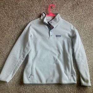 grey button up patagonia sweatshirt